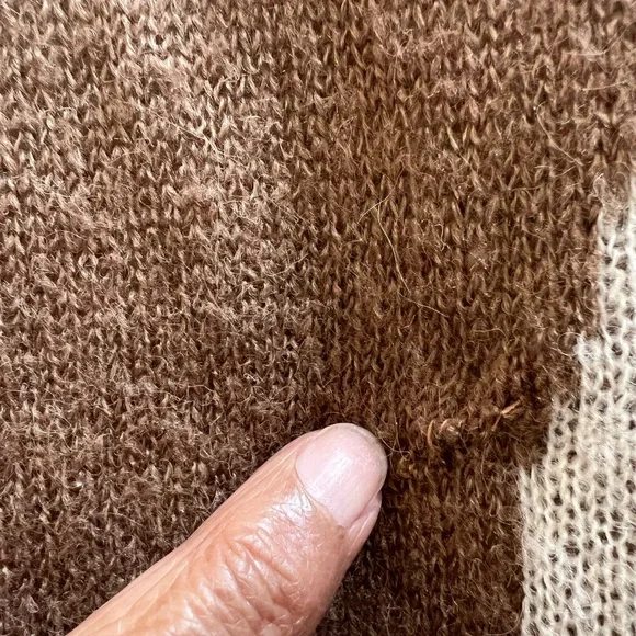 Patchwork Floral Cropped Sweater Neutral Boho Cottagecore Crewneck Small - Picture 5 of 5